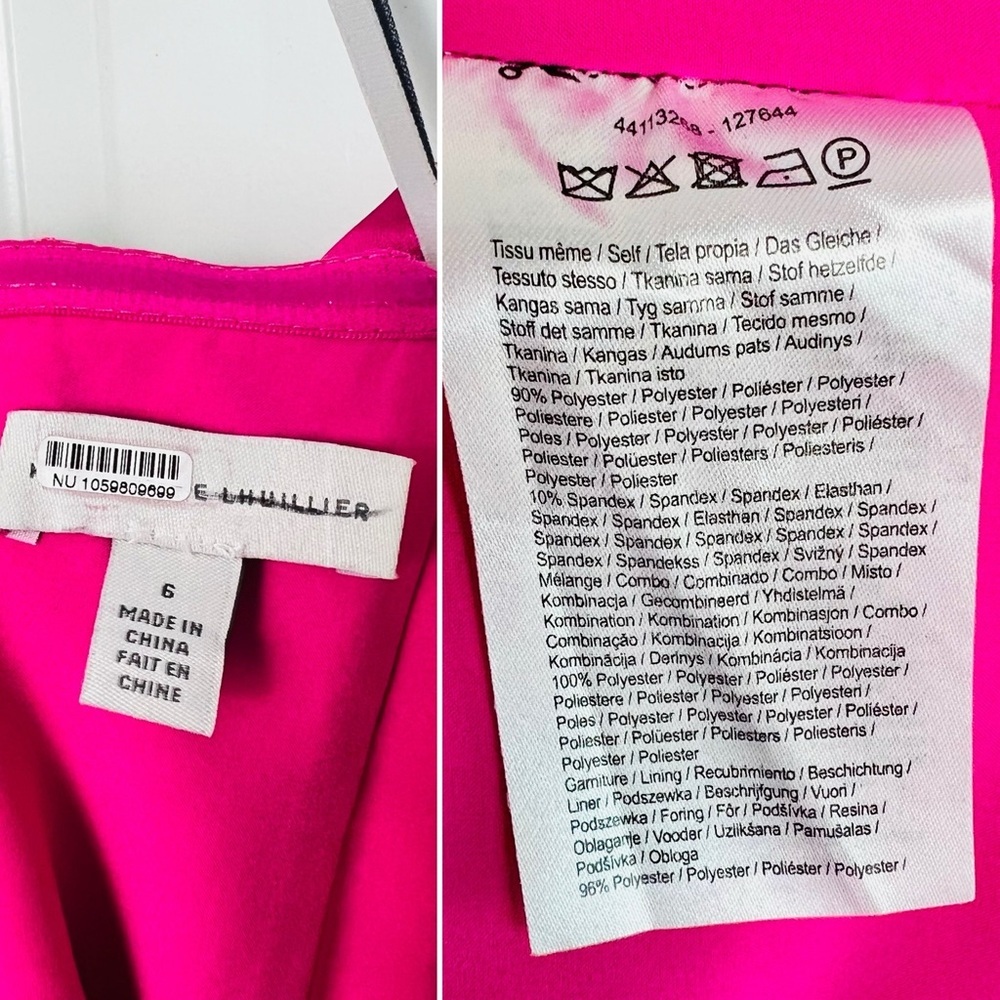 Monique Lhuillier Gemma Rosette Strapless Column Gown Dress Fuchsia Pink Formal - Picture 3 of 12